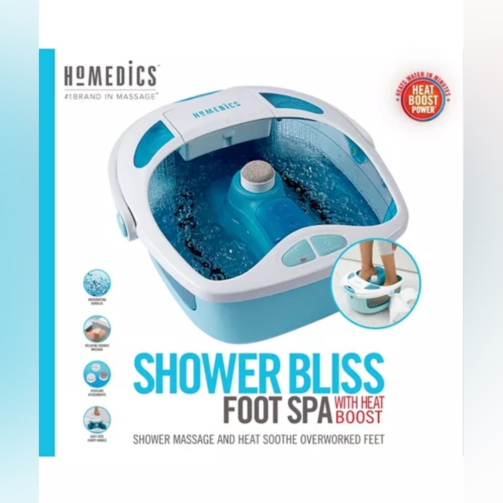 NEW | Homemedics Shower Bliss Foot Spa with Heat | Foot Massager